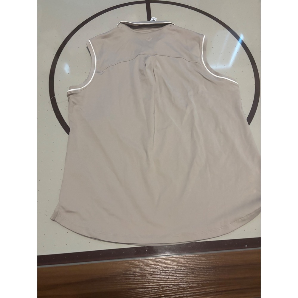 Elle Sport Womens Sleeveless Polo Shirt Tan Taupe Golf Tennis Active Top Large - Picture 5 of 6